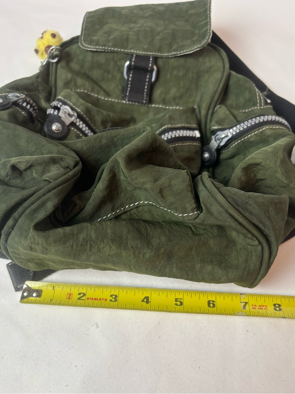 Kipling Private Transport Small Backpack Army Olive Green With Yellow Monkey - Picture 8 of 10